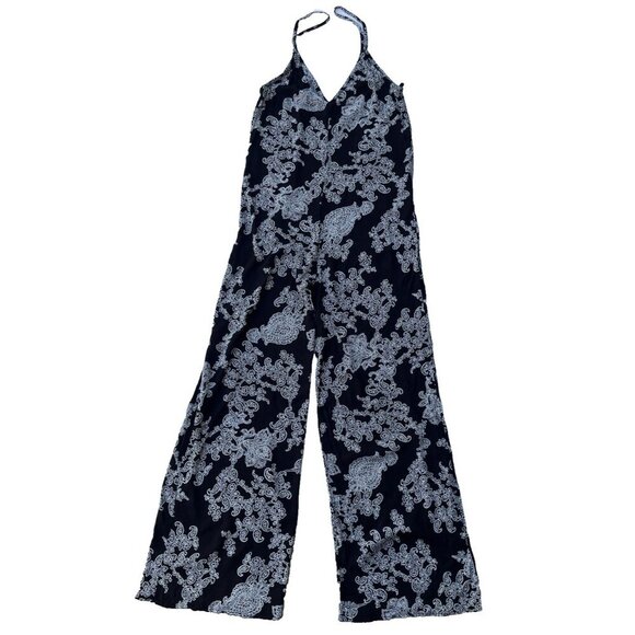 After Party By Nasty Gal Women’s Black Strappy Floral Wide Leg Jumpsuit Size XS - Picture 14 of 16